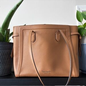 Kate Spade Margaux Large Leather Triple Compartment Tote - Tan
